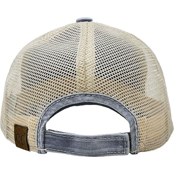Women\'s Grey Beige Mesh Washed Adjustable Fit Classic Comfortable Baseball Cap